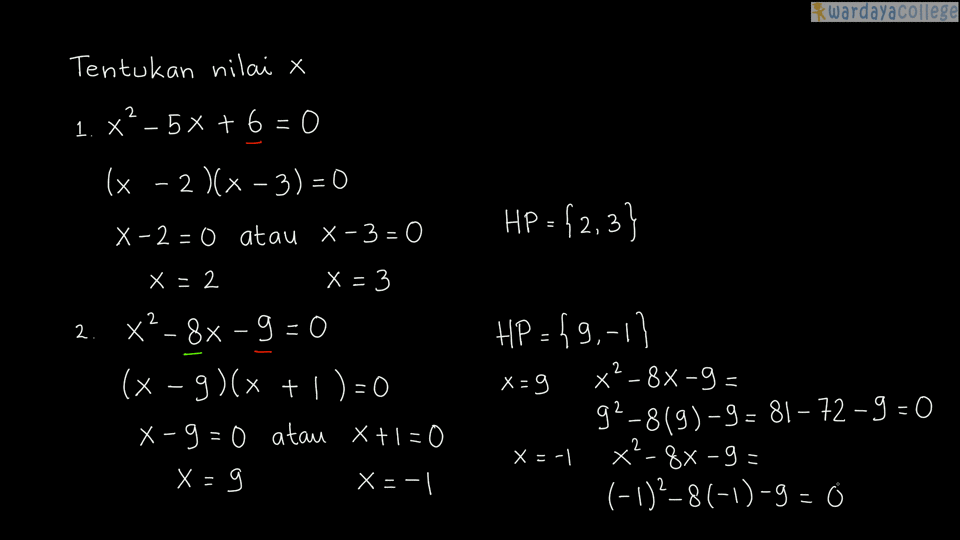 Pelajaran Soal Rumus Memfaktorkan Persamaan Kuadrat Wardaya