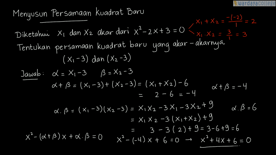 Kuadrat maka jika 3 adalah kuadratnya persamaan persamaan diketahui akar 5 adalah dan Soal pembahasan