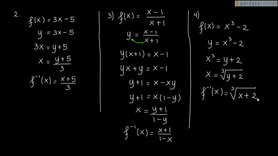 Pelajaran Soal Rumus Fungsi Invers Wardaya College